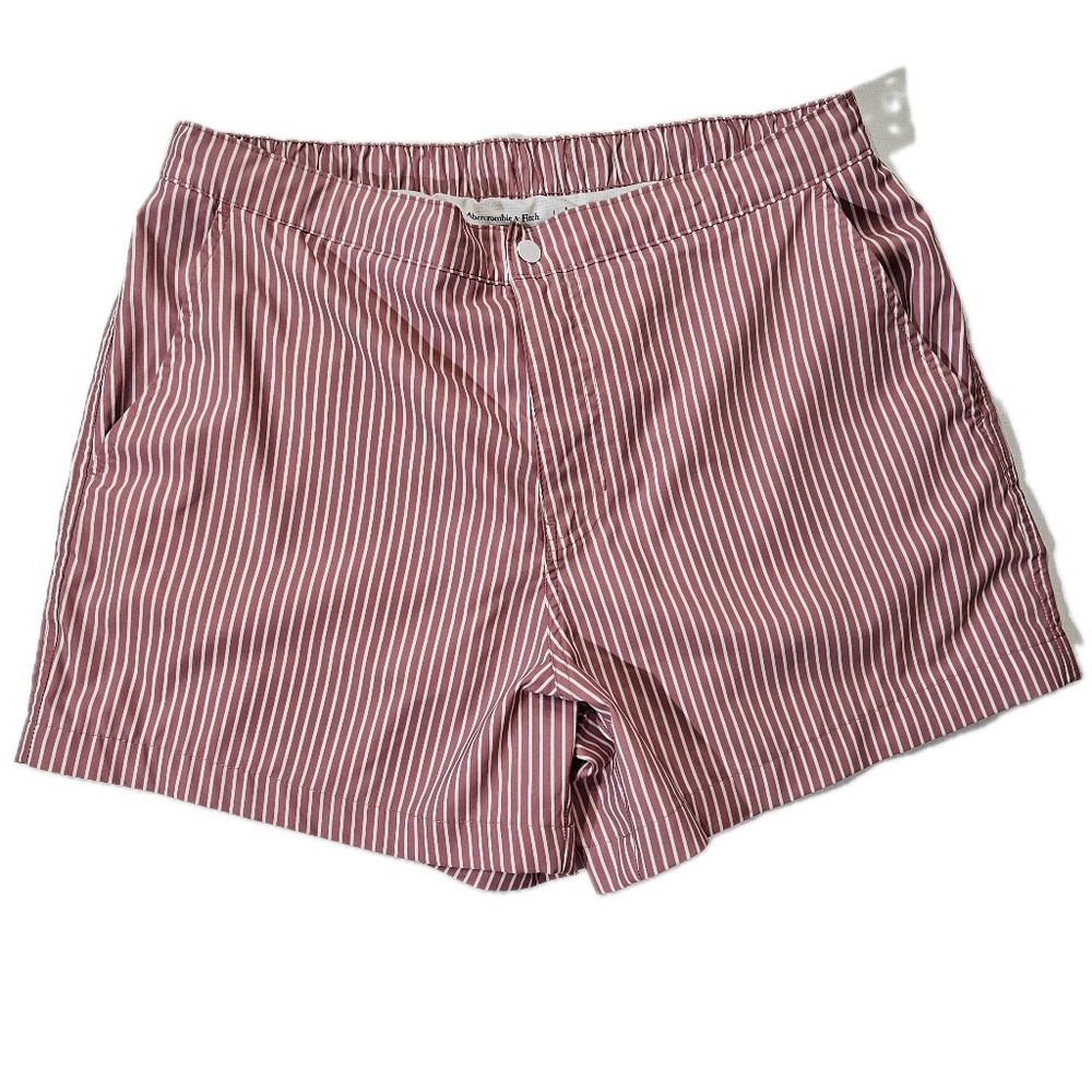 Abercrombie & Fitch Shorts Womens L Pink Striped Skimmer Beach 3 Inseam
